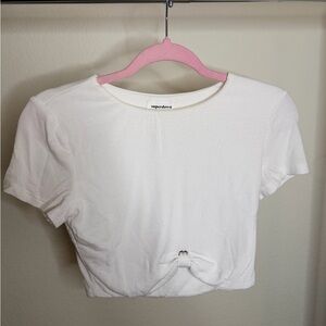 Superdown Ivory Knotted Crop Top